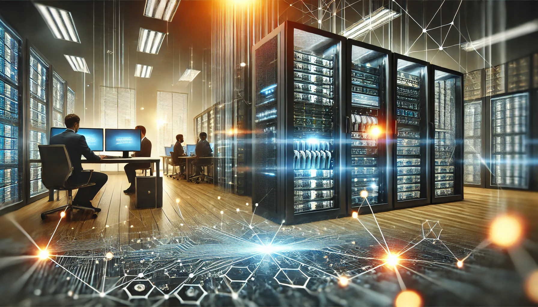 DALL·E 2025-01-28 16.58.00 - A visually appealing image showcasing modern high-quality networking solutions. The image features a sleek network infrastructure setup with glowing s